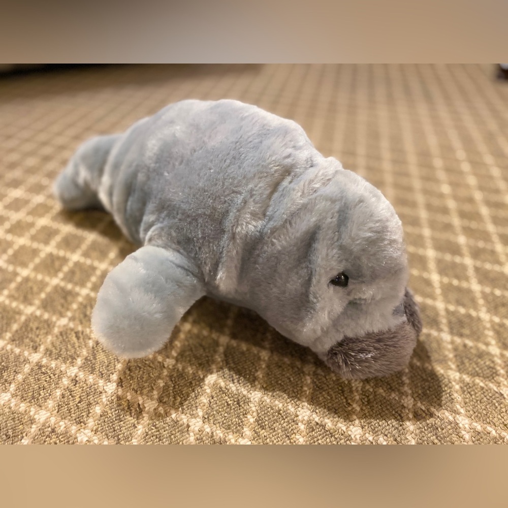 Plush Gray Manatee Toy for Small Pets, NWT